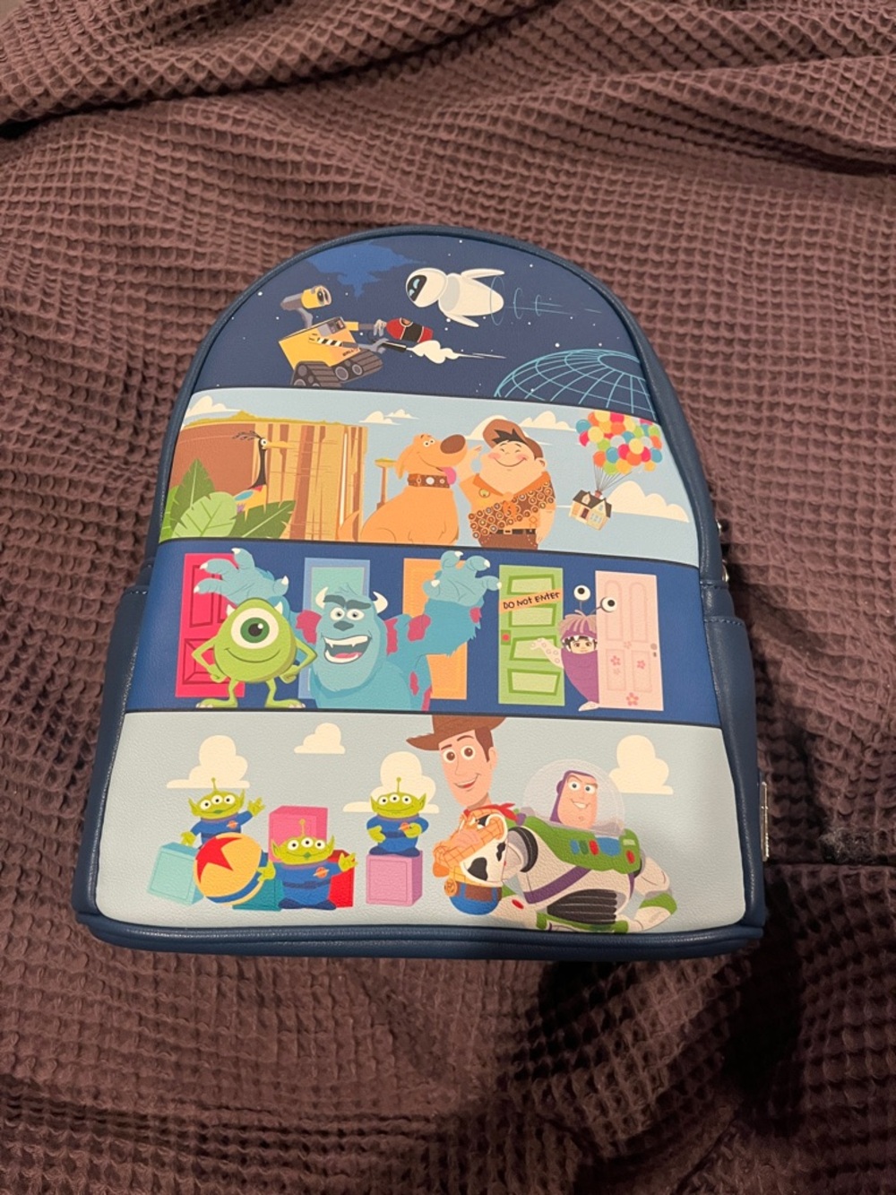 Toy Story Wall-e Up Monsters Inc Navy Blue Character Backpack Loungefly